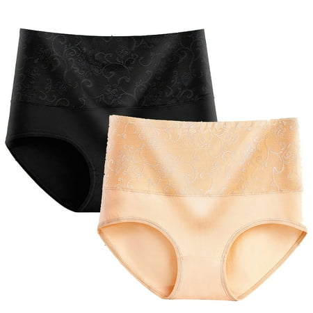 ATOYSOY Women s Clearance Solid Lace Panty Comfy Hip Lifting Cotton Panties  Boy Shorts 2 Pack Multipack Underpants Shapewear Control Briefs for Ladies Stretchy Beige XXL