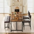 thumbnail image 2 of Dining Table Set for 4, Kitchen Table with 2 Upholstered Chairs and Bench, Wood Kitchen Dining Room Set, for Small Space, Apartment, Home, Kitchen, Retro Brown, 2 of 7