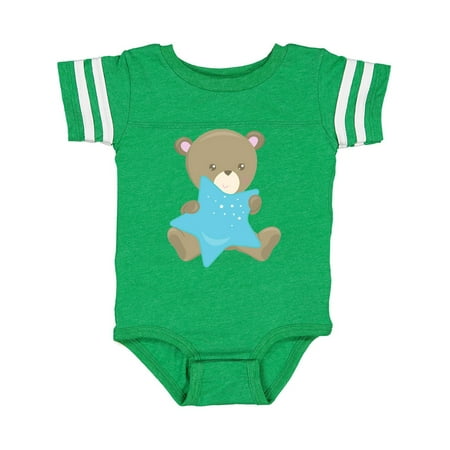

Inktastic Cute Baby Bear Holding A Blue Star Little Bear Gift Baby Boy Bodysuit