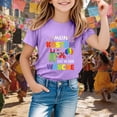 thumbnail image 5 of CUZIBR Boys Girls Carnival Shirts Cartoon Letter Graphic Print T Shirt Party Short Sleeve Crewneck Tee Casual Playwear Toddler Summer Back To School Funny Graphic dailywear,Light Purple,7-8 Years, 5 of 6