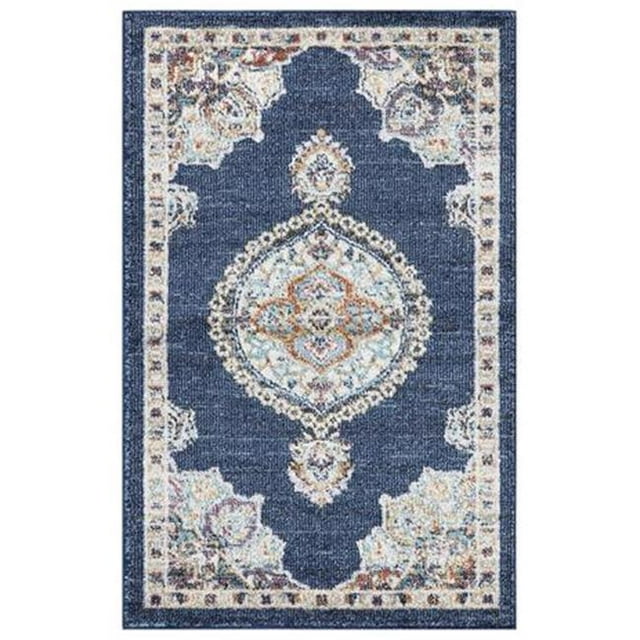 3 x 7 Pi Vintage Oushak Médaillon Rectangle Zone Tapis&44; Marine