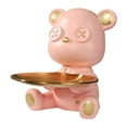 thumbnail image 1 of Bandeja de almacenamiento de oso de resina, estatua, bandeja para dulces, joyas, decoración de escritorio, coleccionable Rosado, 1 of 9