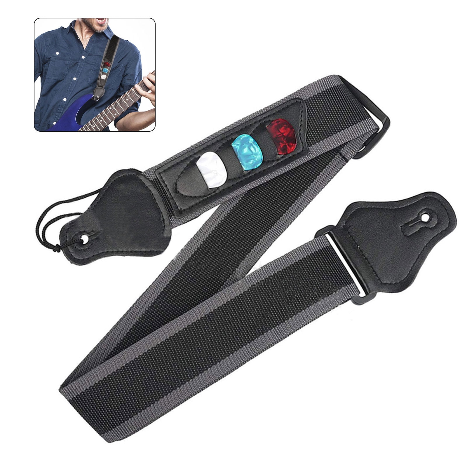 Guitar Strap, EEEkit Soft Nylon Guitar Straps With 3 Pick Holders, 1 x