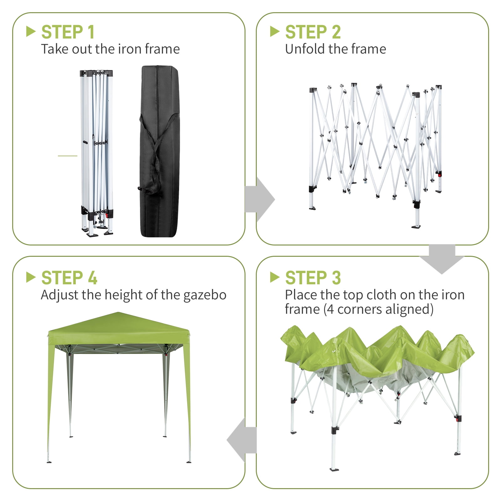 6.5x6.5Ft Two Doors & Two Windows Practical Waterproof Right-Angle Folding Tent Greenish, Gray