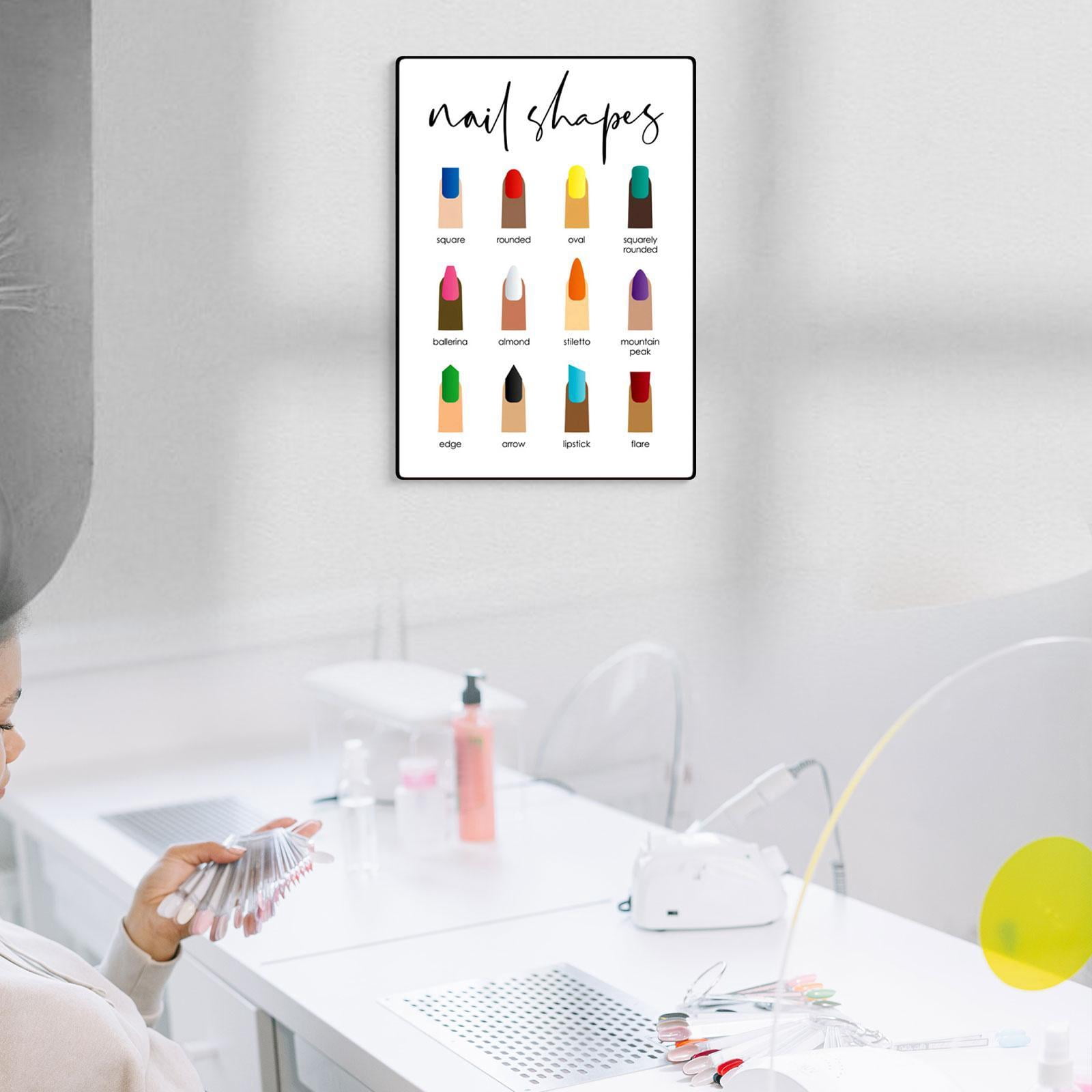 TOOYFUL Nail Shape Display Nail Tip Display Board Supplies Professional DIY Nail Shape Guide Hanging Picture 11.8x15.7" Nail Art Tool E