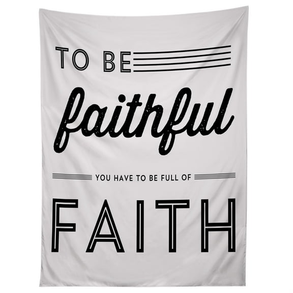 Society6 Allyson Johnson Full Of Faith Unframed Tapestry Wall Art, 60" x 80", Typography, Modern, Motivational, Portrait Orientation Large Wall Hanging Blanket Home Decor