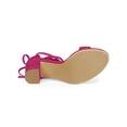 thumbnail image 3 of BLISSFUL STEP Women's Sandals Solid Summer Block Heels Lace up Sandals Hot Pink 5.5, 3 of 8