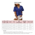 thumbnail image 4 of Camisa de manga corta con cuello en V y lunares para mujer, blusa de gasa holgada de verano con volantes informales a la moda, color azul real L, 4 of 5