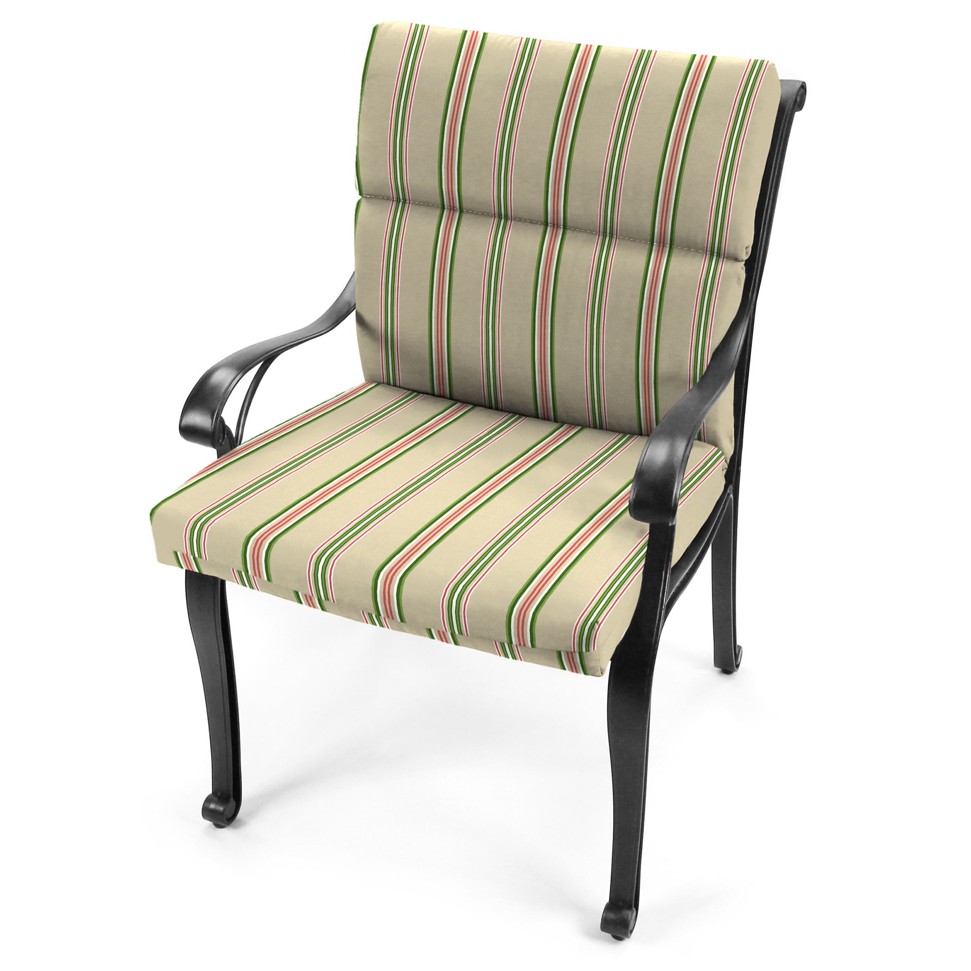 Jordan Manufacturing 44" x 22" Owen Raffia Beige Stripe Rectangular Outdoor Chair Cushion with Ties and Hanger Loop