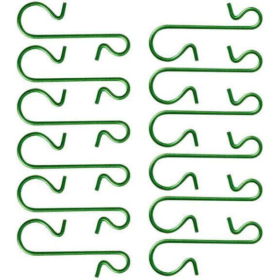 150PCS Christmas Ornament Hooks Xmas Ornament Hangers Metal Wire Hooks S-Shaped for Christmas Tree Party Balls Decoration Green