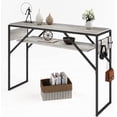 thumbnail image 2 of Bestier 40 inch Wood Console Table with 2 Hooks & Shelves Sofa Table  Gray, 2 of 8