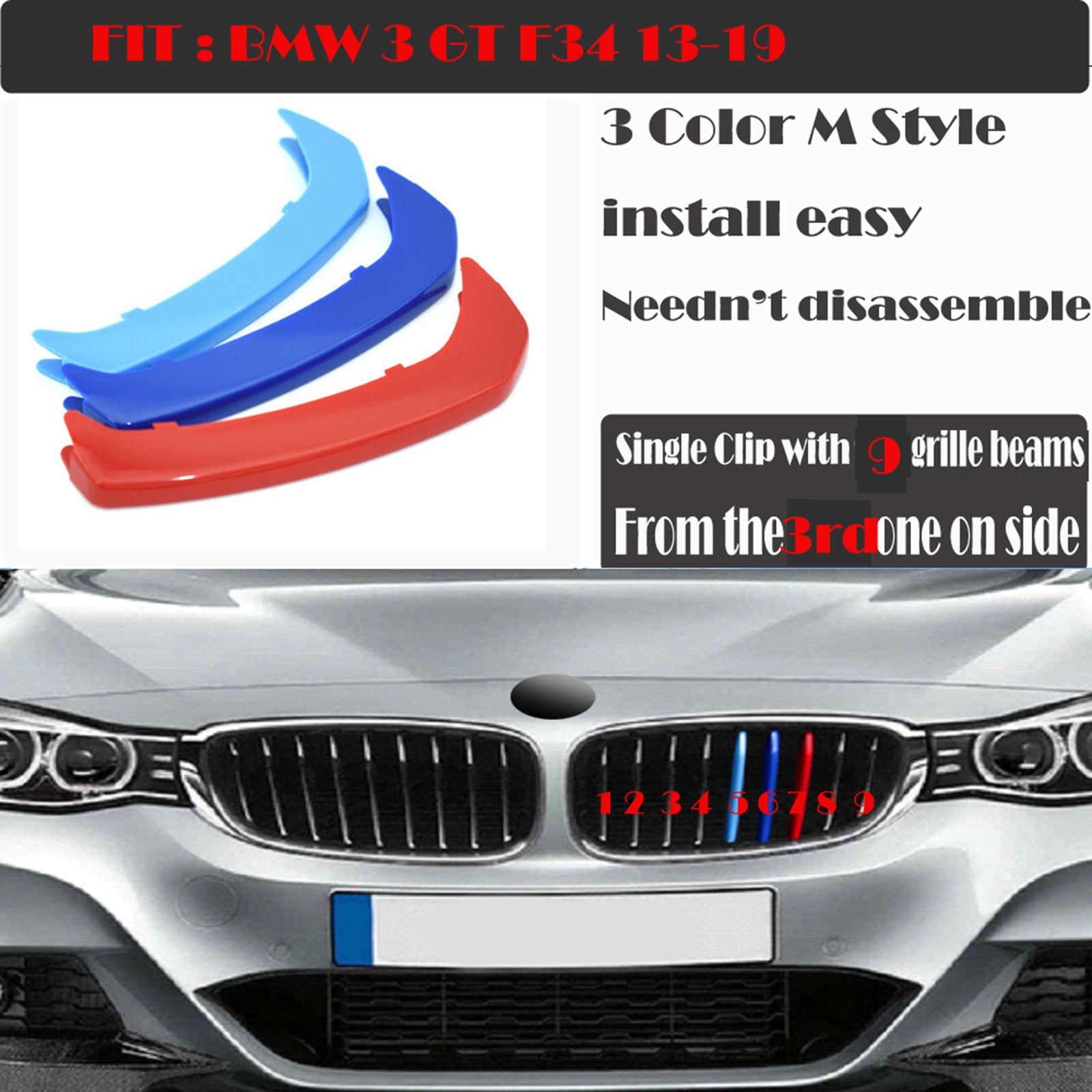 Nice Grill M Performance bandes pour BMW série 3 E46 E90 E91 E92 E93 F30  F31 F34 G20 accessoires Grille sport automobile LX10798 - Cdiscount Auto