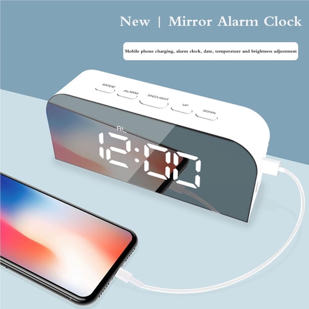 Despertador Digital Con Pantalla Led Con Puerto Usb Cargador Dormitorio Despertador De Viaje Yuarrent HA017516-00