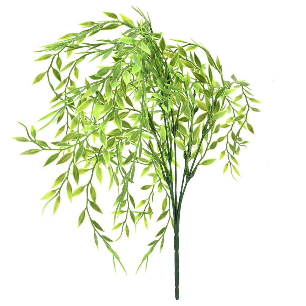 Qiilu Short Artificial Fake Willow Branches Wicker Plastic Green Plant