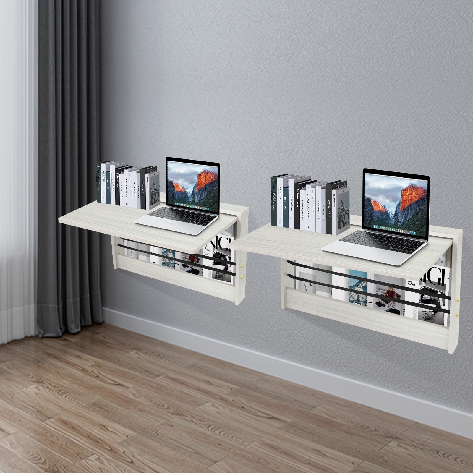 Dwellnix Folding Wall Table Light Gray Fold Down Table Wall Mounted Workbench Home