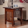 thumbnail image 1 of AFI Mission Solid Wood End Table with Built in Device Charger in Brown Walnut, 1 of 11