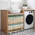 thumbnail image 3 of Farmhouse Green Brown Cabinet Curtain 35"Wx35"L, Dustproof Under Sink Skirt with Self Adhesive Tape, Vintage Ombre Wooden Cabinet Curtain Cover for Kitchen Sink, Bathroom Vanity, Laundry Room, 3 of 9