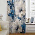 thumbnail image 6 of White Blue Flowers Sheer Curtains 96 Inches Long, Vintage Elegance Butterfly Floral Light Filering Curtains, Privacy Drapes Simi Floor to Veiling Curtain for Living Room Bedroom Window Treatment, 6 of 9