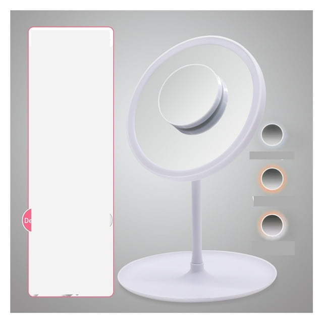 LED Makeup Mirror With Light Face Mirror With Storage Desktop Rotating Light Vanity Mirror Adjustable Dimmer USB Cosmetic Mirror ,Widely Use