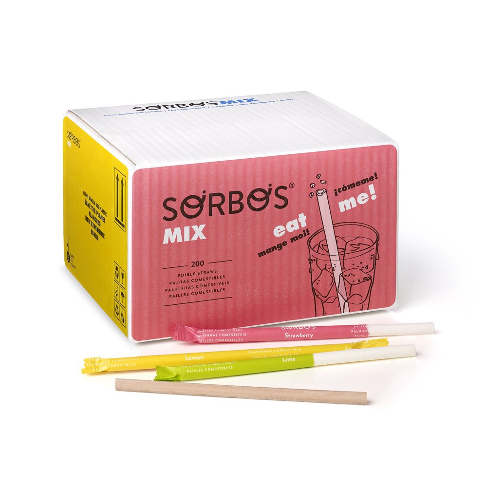 Sorbos Edible Straws, Flavor Mix Variety, Chocolate, Lemon, Lime