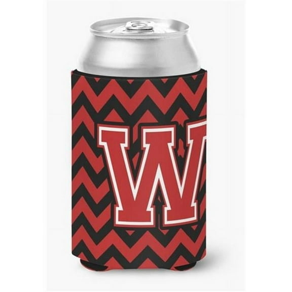 Letter W Chevron Black & Red Can or Bottle Hugger