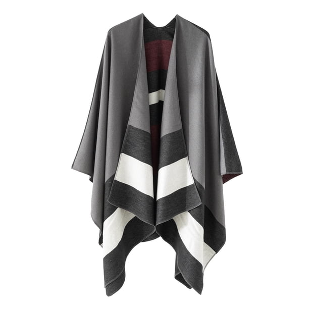 Chal de mujer de color liso con cuello cálido y borlas, capa de punto de color liso, chal y chales para mujer