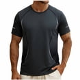 thumbnail image 3 of Men's T-Shirt Polyester Quick Dry Running Top, Short Sleeve Crewneck Athletic Shirt, Breathable Moisture-Wicking for Gym Workout Casual Daily Sports, Solid Color | Zenithor,Gray 3XL, 3 of 7