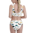 thumbnail image 3 of Daiia Cute Whale printed 2 piece Swimsuit Bikinis for Women High Waisted Racerback Bathing Suits Summer Tummy Control Scoop Neck Swimwear-X-Large, 3 of 8