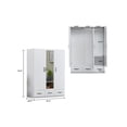 thumbnail image 2 of HomeStock Renaissance Refinement 3-Door White Wood Wardrobe Closet Armoire for Bedroom, Hanging Rod & 3 Drawers, Sleek Bedroom Closet for Organization, Elegant Wardrobe for All Spaces, 2 of 4
