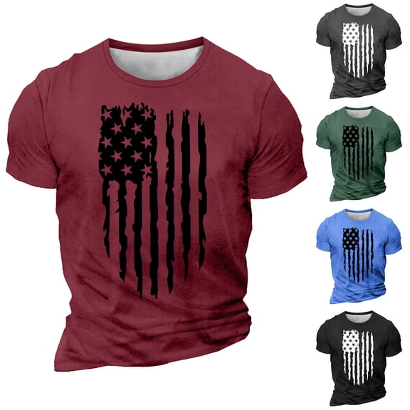 Vetsdori Men's 4th of July Tshirts Independence Day Summer Pullover American Flag Casual,Short Sleeve Graphic Tops for Men Crew Neck