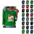 thumbnail image 1 of Mardi Gras Chemises à Manches Longues pour Femmes 2026 Mode Denim Patchwork Col à Revers Chandail en Molleton Graphique, 1 of 2