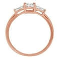 thumbnail image 5 of 0.8 ct Emerald Cut Genuine Cultured Diamond SI1-SI2 G-H 14K Rose Gold Three-Stone Promise Wedding Statement Engagement Designer Ring W/ Crystal side stones size 7.5, 5 of 6