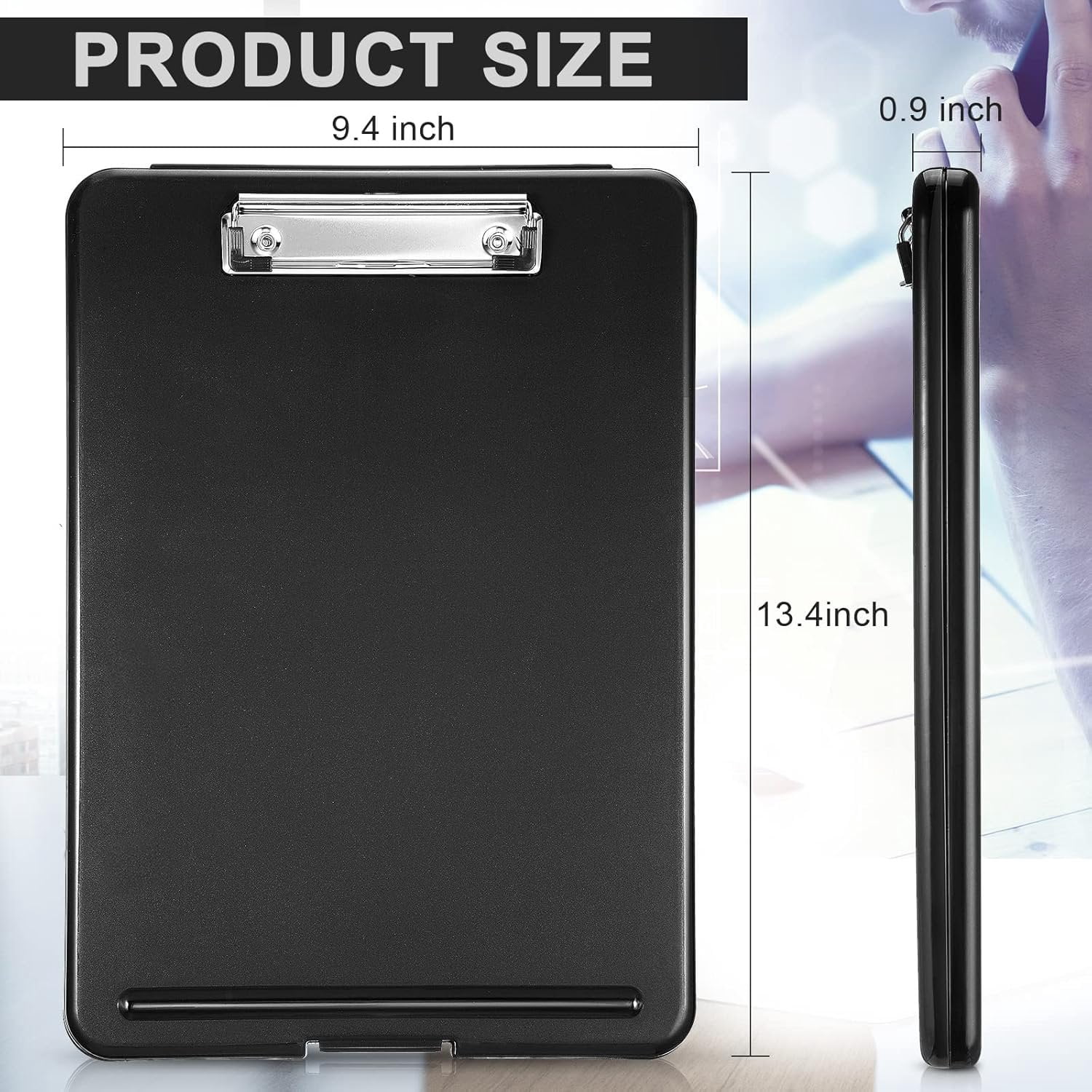 5 count Clipboard with Storage,9.5 x 13.5 Inch Plastic Heavy Duty Foldable Clip Board with Pen Holder Low Profile Clipboard for Nurse Teacher Classroom Office  to School Supplies