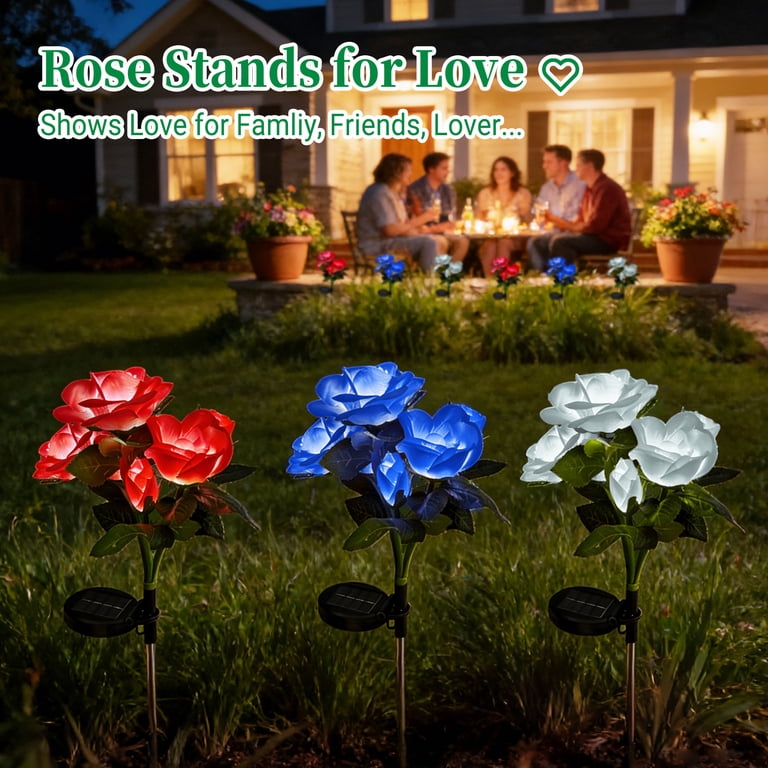 DAYBETTER Solar Rose Garden Lights, 2-Pack, Blue photo 8