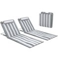 thumbnail image 1 of Outsunny 2 Pcs Folding Beach Lounge Chair w/ Pillow, Light Grey, 1 of 10