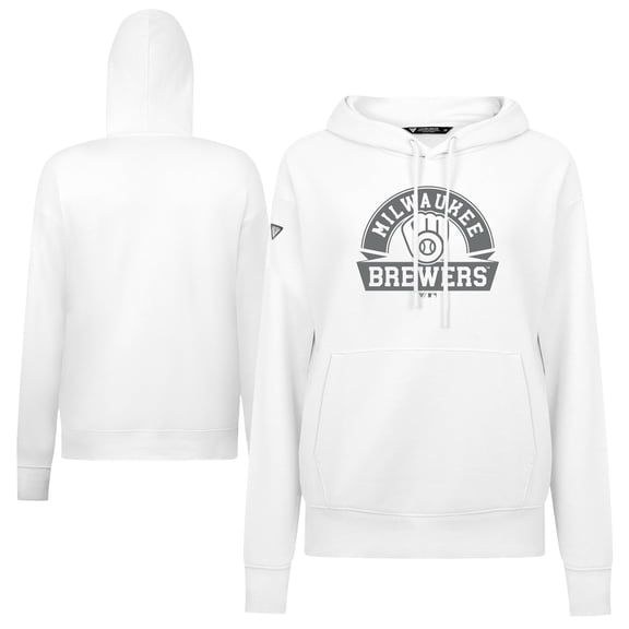 Women's Levelwear White Milwaukee Brewers Adorn Banner Arch Hoodie