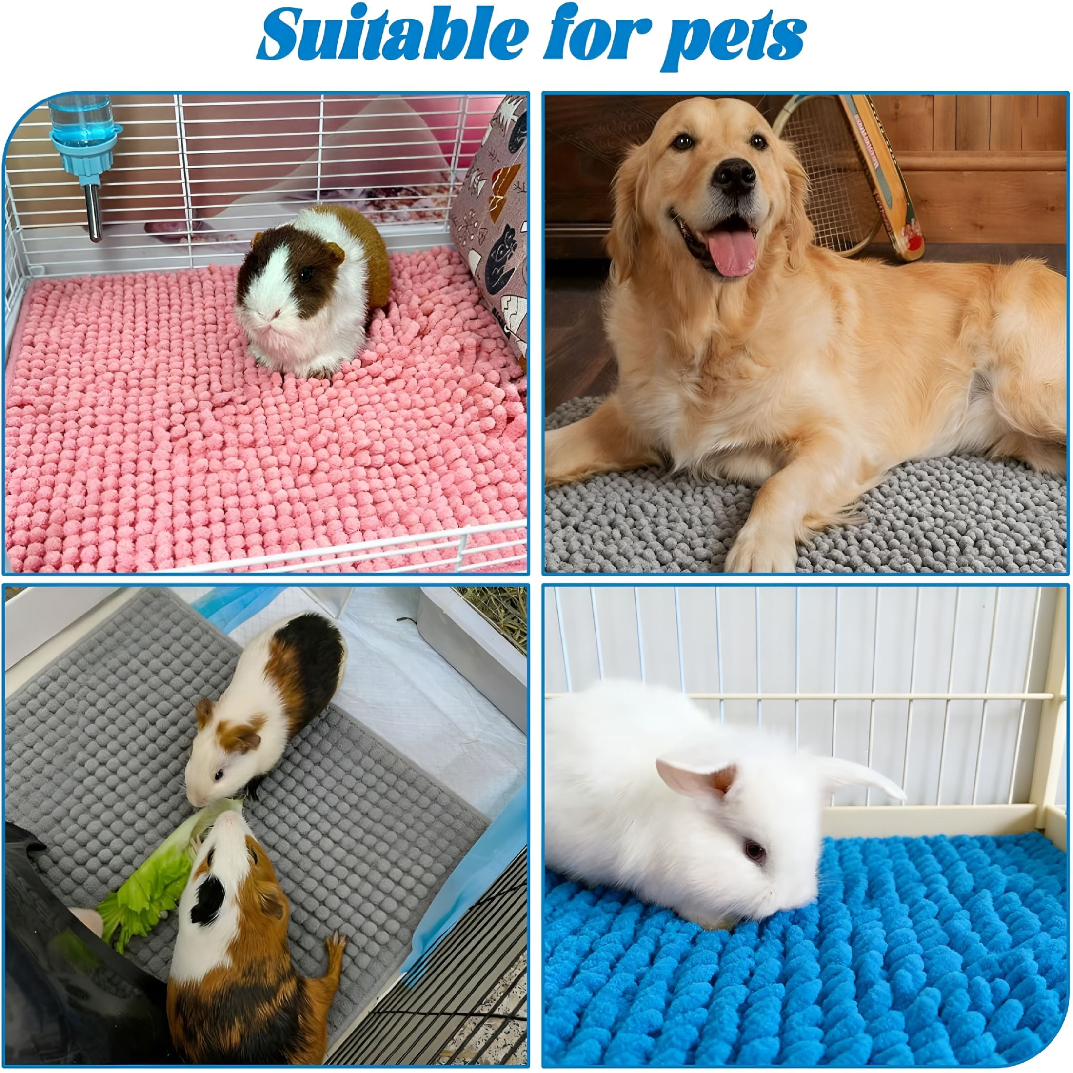 ACDANC 2026 New 6 Pcs Guinea Pig Fleece Cage Liners, 16 X 24 Inch Guinea Pig Bedding Mats Reusable Guinea Pig Pee Training Pads Rabbit Mat Washable for Small Animal Sleeping