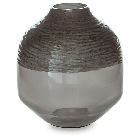 Signature Design by Ashley Harpwick 8.25" Glass Vase, Iridescent Gray Finish