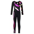 thumbnail image 4 of iiniim Kids Girls Gymnastics Dance Workout Outfits 2 Piece Long Sleeve Leotard with Leggings Full Body Unitard Black&Hot Pink 10, 4 of 7