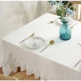 thumbnail image 6 of White Ruffles Cotton Fabric Table Cloth Washable Tablecloth, Home Wedding Party Dining Banquet Decoration Luxuriou Table Cover, 6 of 8