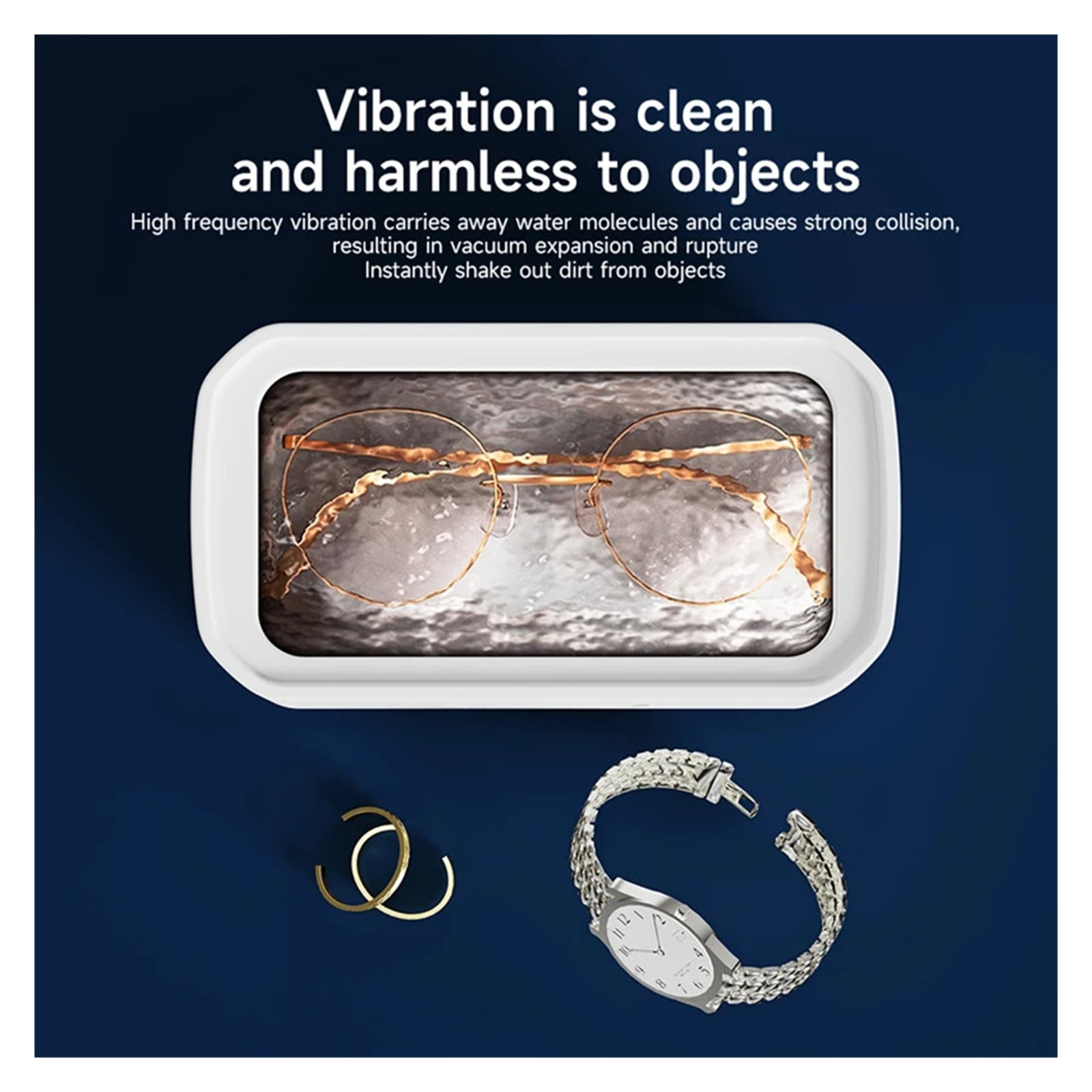 Ultrasonic Cleaning Machine Glasses Cleaning Machine 650ML Large Capacity Jewelry Cleaner Black ,Convenient to Use