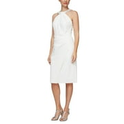 Alex Evenings Short Slimming Dress with Keyhole Cut Out Halter Neckline (Womens, Ivory, 16)