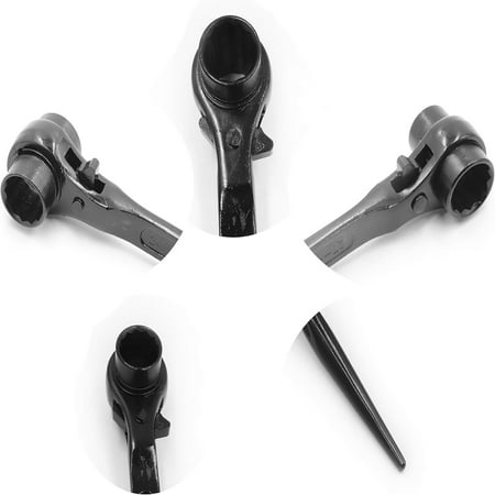 

XTMPMY High-Quality 2-Pack of Reliable Efficient and Professional Black Hexagon Scaffold Quick Double-Ended Pointed Tail Ratcheting Wrench Tools - Precision Work Socket Ratchet Spanners
