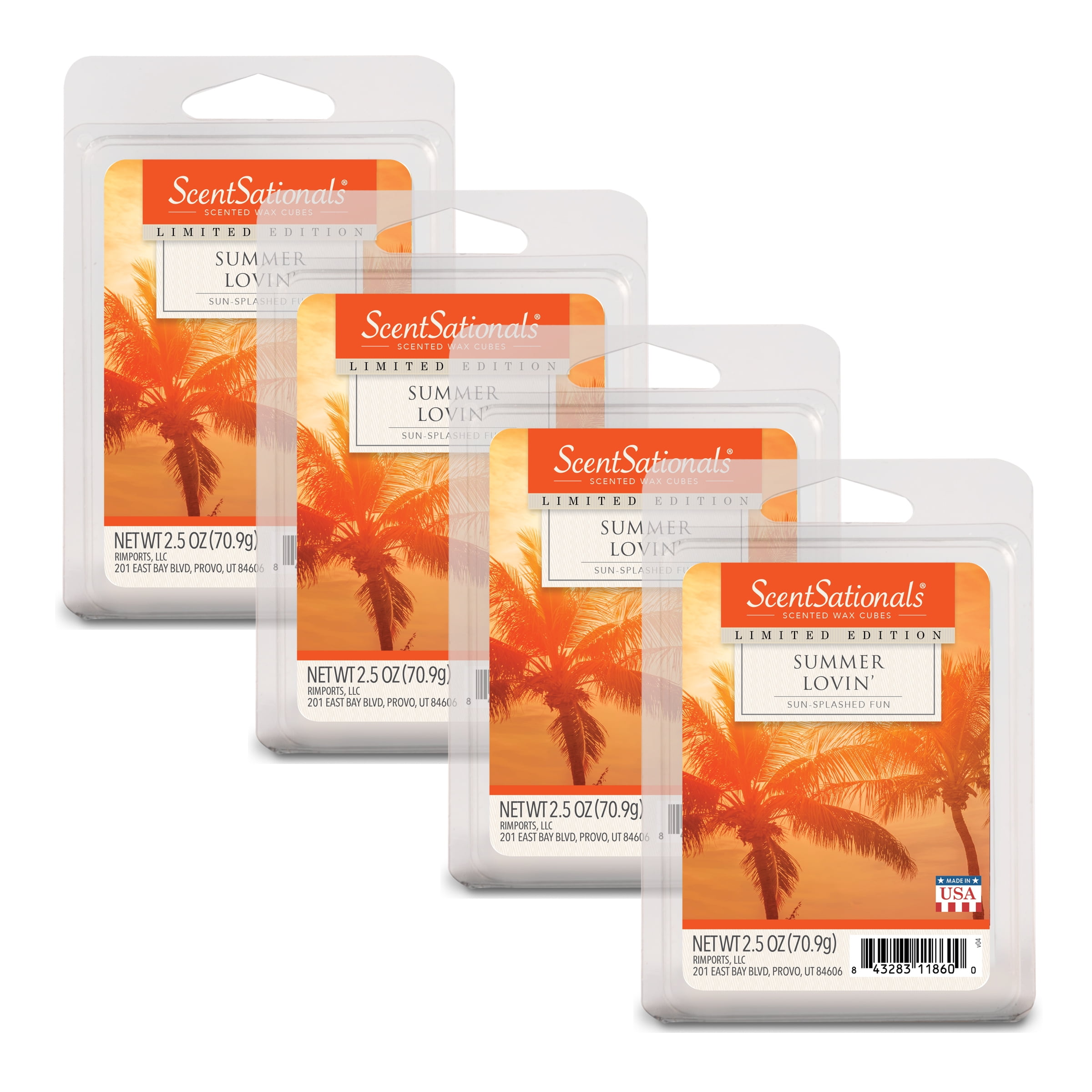 ScentSationals 2.5 oz Summer Lovin' Scented Wax Melts, 4Pack