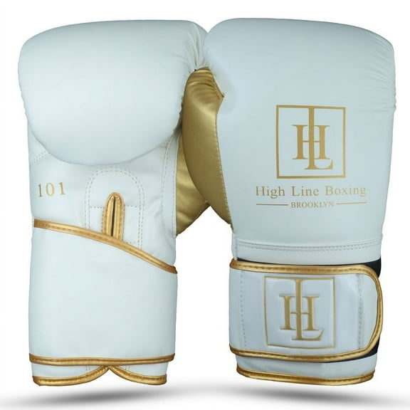 High Line White Boxing Gloves for Men and Women| Premium Punching Gloves/Boxing Training Gloves Made with Faux Leather| Free Wrist Wraps and Bag Included (10 oz, 12 oz, 14 oz & 16 oz)