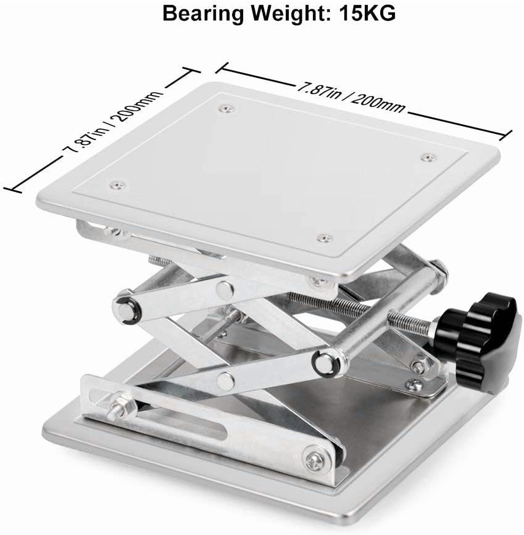 StonyLab Manual Laboratory Scissor Jack, Stainless Steel, 8"x8" Adjustable Lift Platform for Lab Equipment