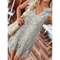 thumbnail image 6 of Womens V Neck Tie Floral Sleeveless Dress Summer Casual Sun Dress Slip Midi Dress Cream White L, 6 of 8