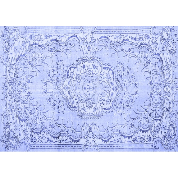 Ahgly Company Machine Washable Indoor Rectangle Persian Blue Traditional Area Rugs, 8' x 12'