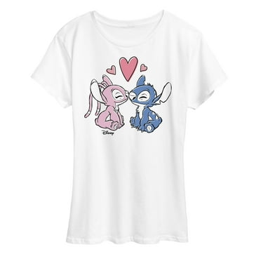 Disney - Lilo & Stitch - Angel & Stitch Share Kisses - Women's Short Sleeve Graphic T-Shirt
