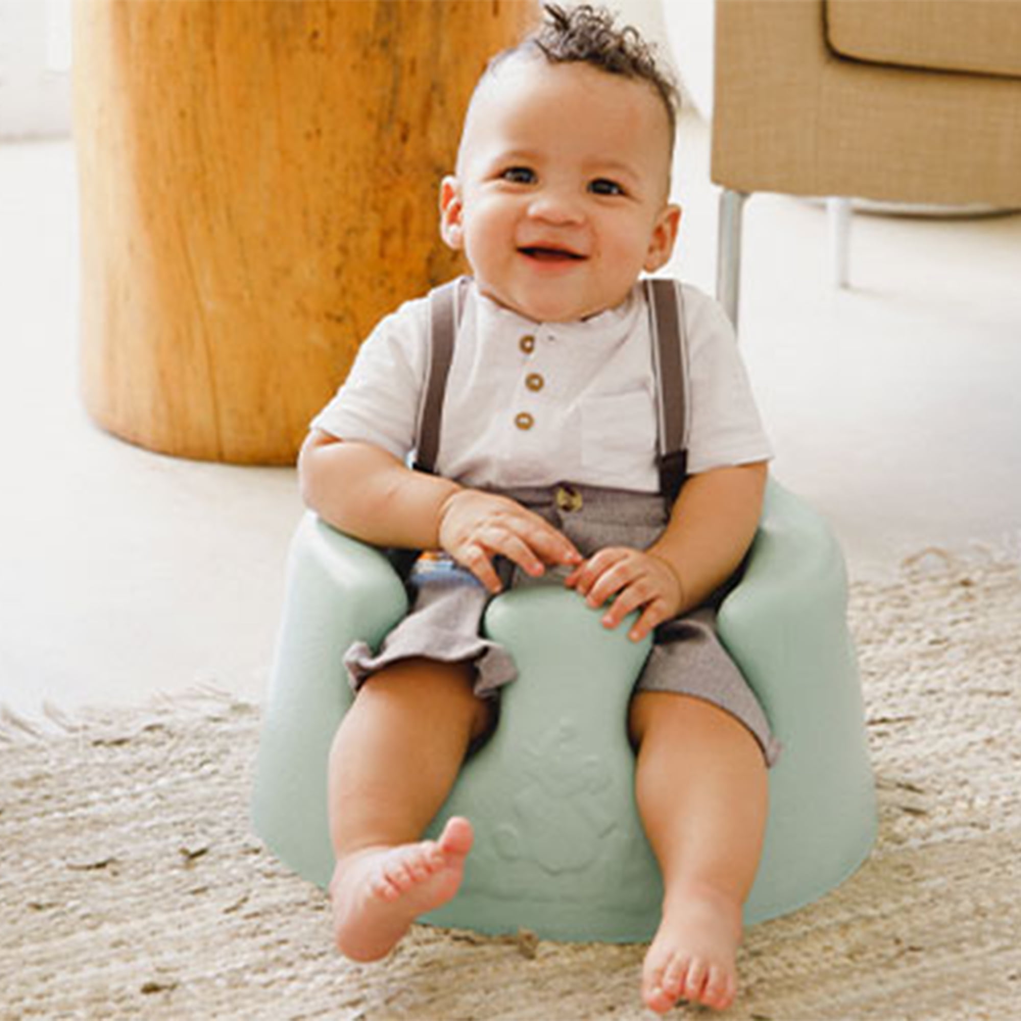 Bumbo Infant Floor Seat Baby Sit Up Chair w/Adjustable Harness, Powder Blue